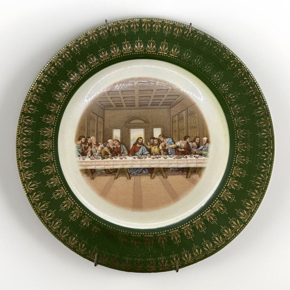 Vintage The Last Supper Limoges Collector Plate 22K Gold Church Retro MCM